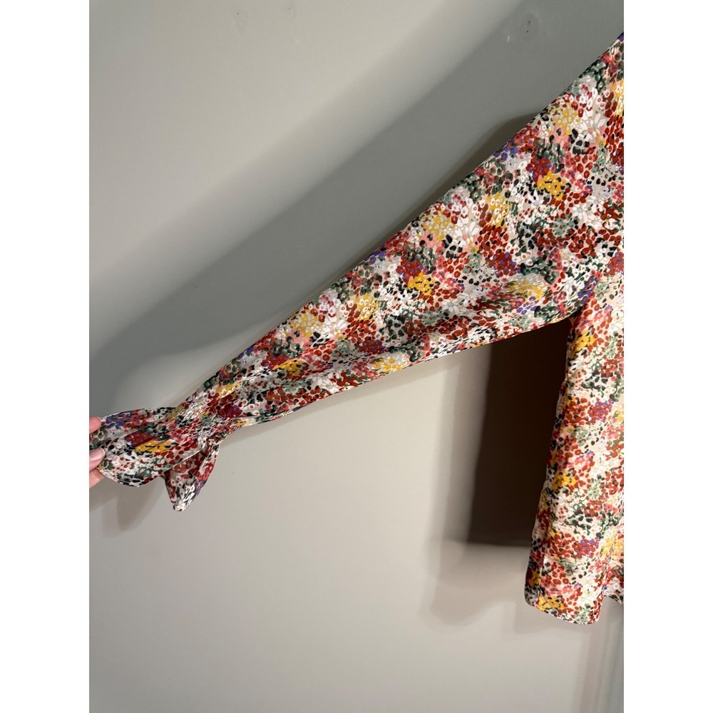 Entro Floral Abstract Dot Print Peasant Blouse Top NWT Small - Picture 3 of 9
